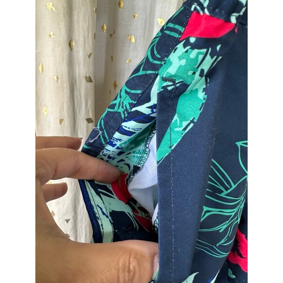 Palmwave Hawaiian Tropical Side Pockets Side Elastic Waist Cropped Pants S - Picture 3 of 6